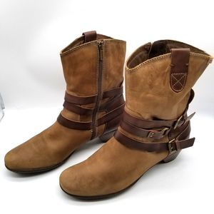 Pikolinos Women Brujas Booties Size 41 US 10.5 Brown Leather Block Heel